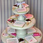ice cream cookies on cake stand tiers