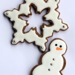 white snowflake and snowman decorated cookie small