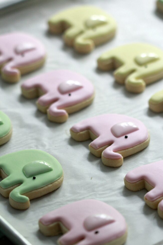 Onesie and Elephant Baby Shower Cookie Tutorial Sweetopia