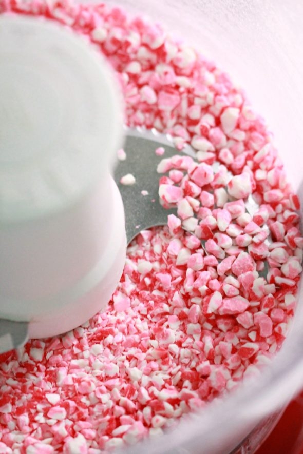 Candy Cane Bits in Food Processor