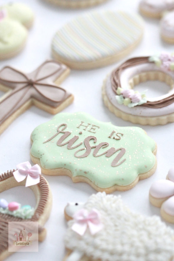 He is Risen Decorated Cookie