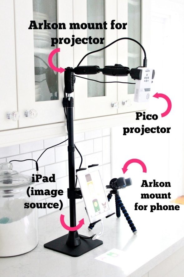 Pico Projector and Arkon Mount for Cookie Decorating